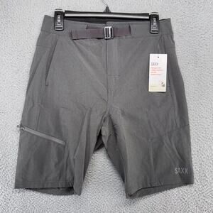 Saxx Shorts Mens 28 Gray Ascender 2 n 1 Ball Park Pouch 9 Inch Belted Hiking NEW